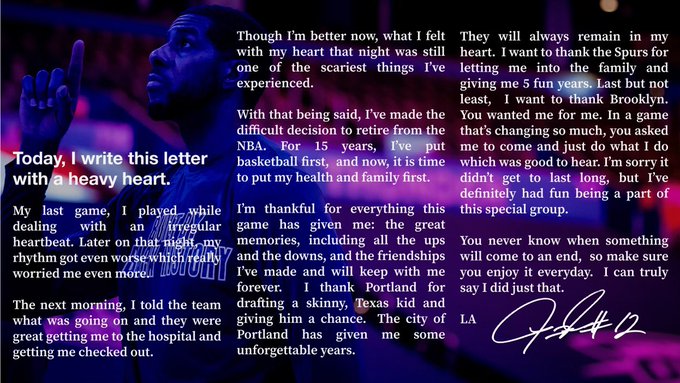 NBA: el comunicado de Aldridge.