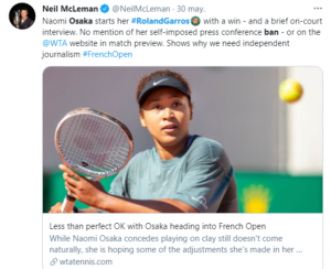 Osaka decidió no hablar con la prensa.
