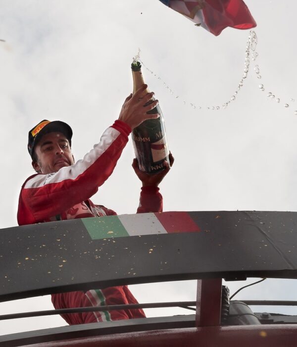 Fernando Alonso comemorando.